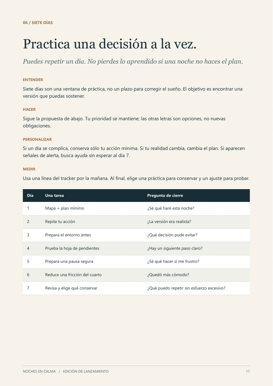 Página real 17 del sistema: Practica una decisión a la vez.